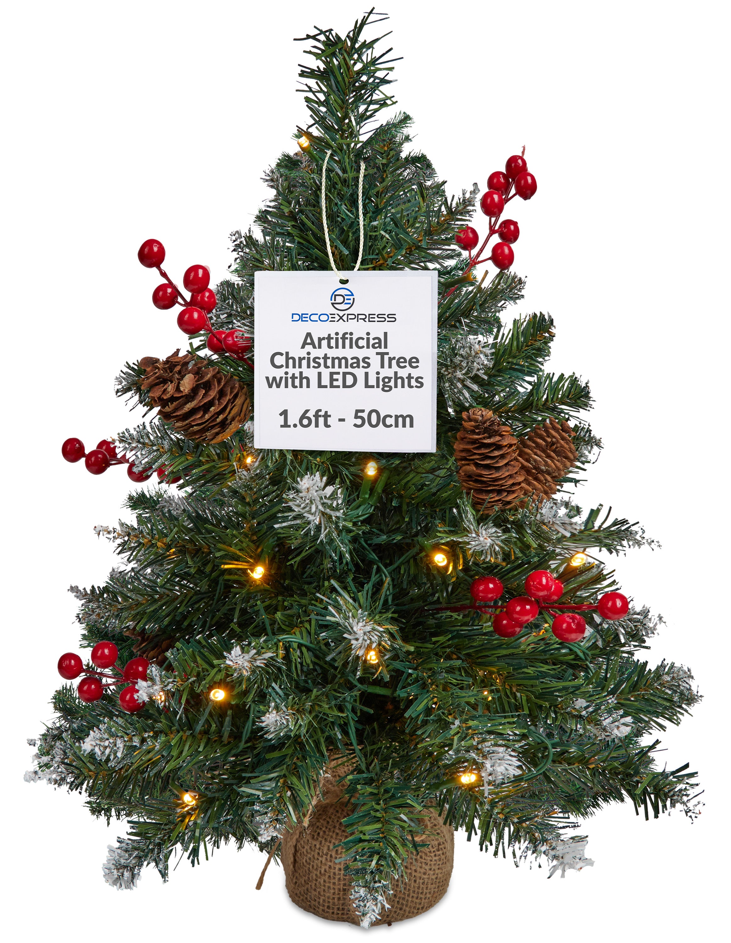 DECO EXPRESS Artificial Christmas Tree,with Metal Stand - Desk Ornaments - (0.5 M) - Get Trend