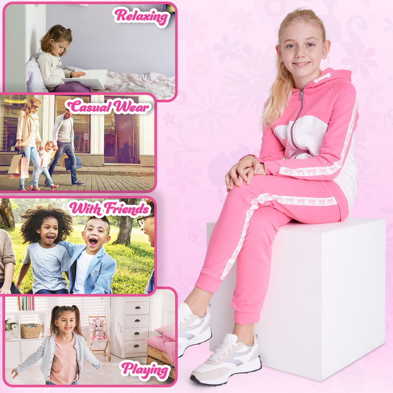 Barbie Girls Tracksuits - Zip Up Hoodie and Tracksuit Bottoms Set -LIGHT PINK - Get Trend