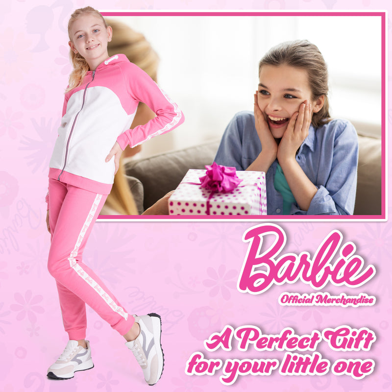 Barbie Girls Tracksuits - Zip Up Hoodie and Tracksuit Bottoms Set -LIGHT PINK - Get Trend