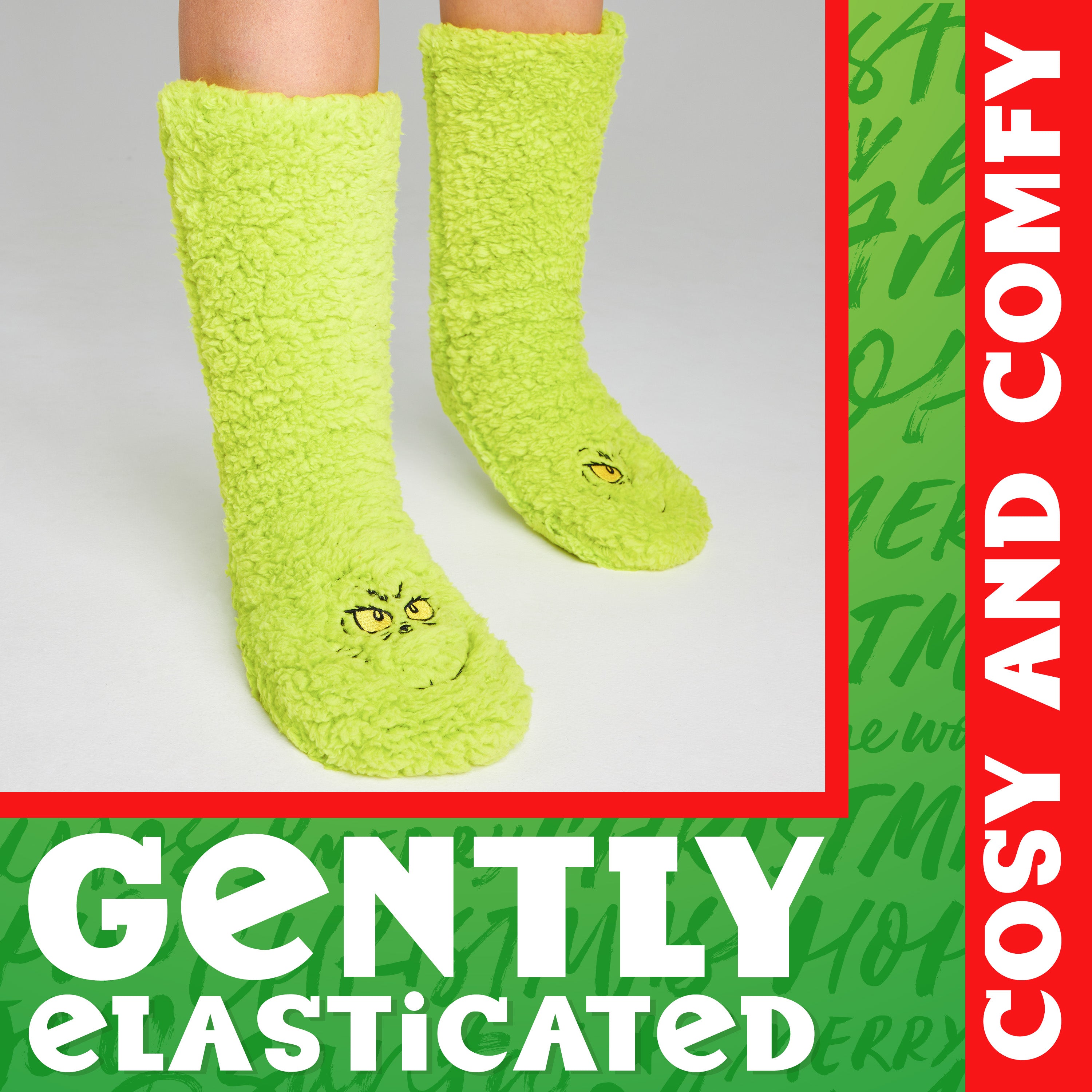 The Grinch Slipper Socks for Women Men Teens, Soft Fluffy Socks Warm Winter Bed Socks Non Slip Funny Festive Stocking Filler Xmas Secret Santa Gifts - Get Trend