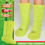 The Grinch Slipper Socks for Women Men Teens, Soft Fluffy Socks Warm Winter Bed Socks Non Slip Funny Festive Stocking Filler Xmas Secret Santa Gifts - Get Trend