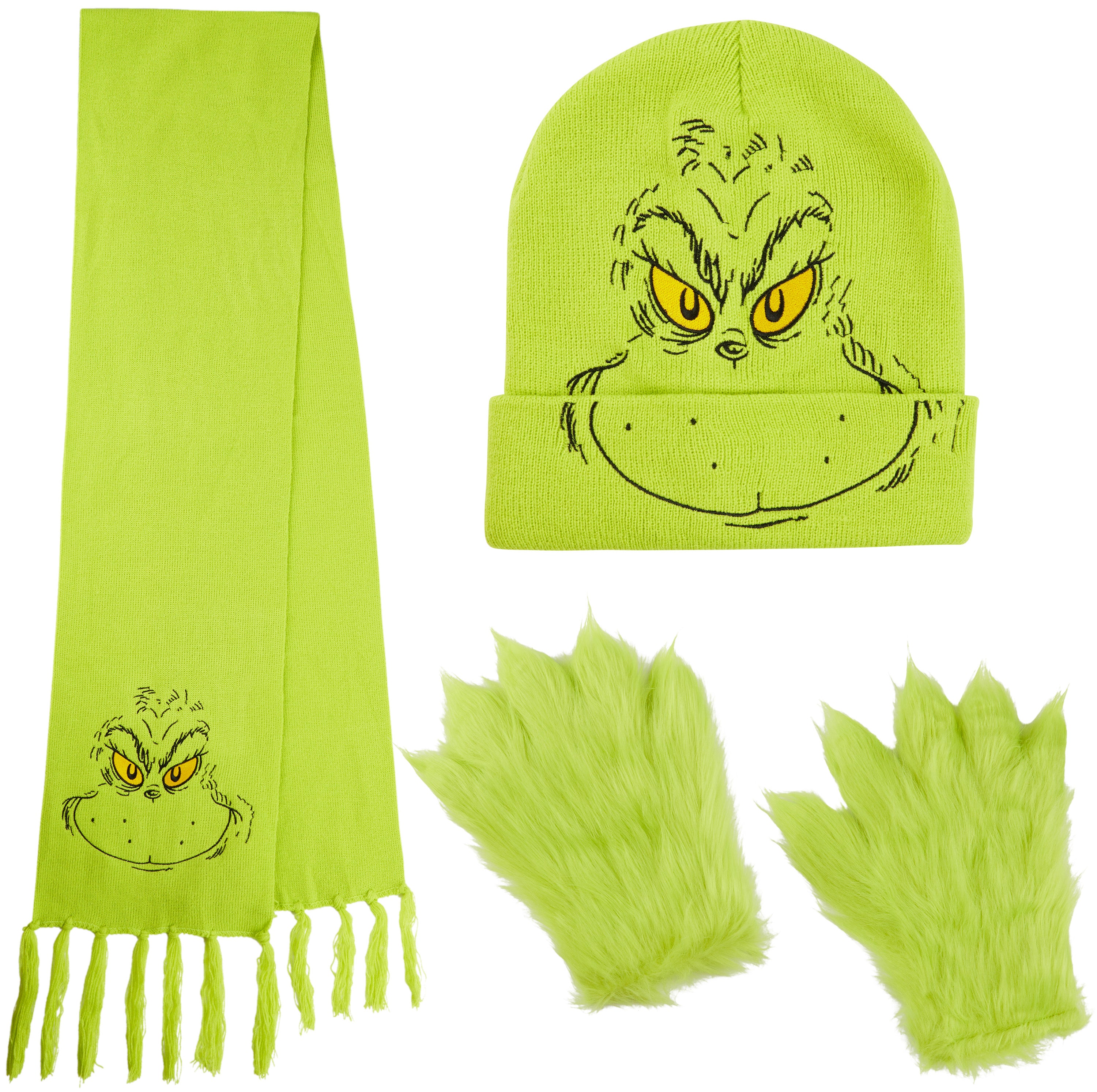 The Grinch Women's Winter Accessories Set, Hat Scarf Gloves - Gifts for Her - Get Trend
