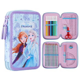 Disney Filled Pencil Case with Stationery for Kids, School Supplies Colouring Pencils, Markers - Gifts for Girls (Blue Frozen Double Zip) - Get Trend