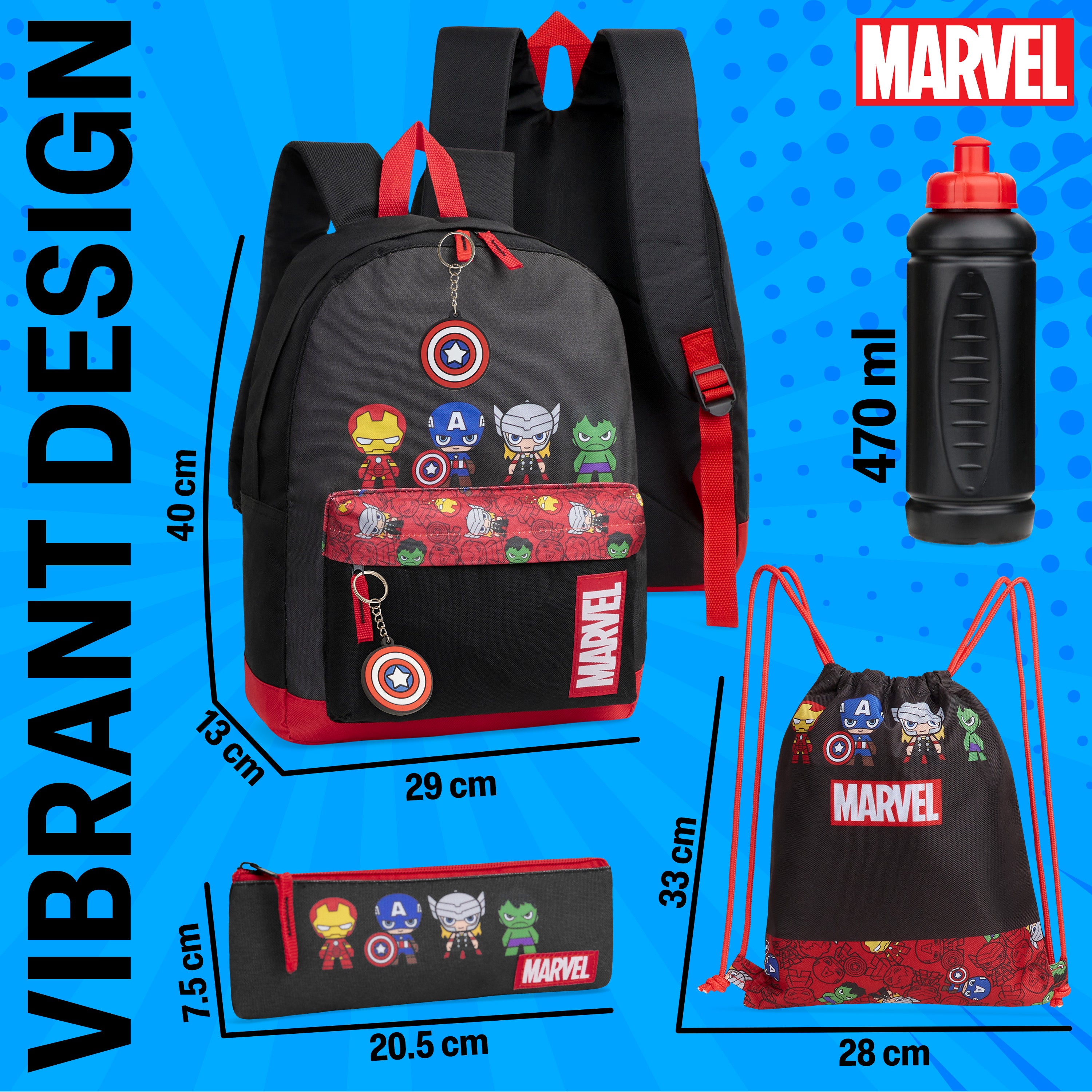 Marvel School Bag Set, 5 Piece Set - Get Trend