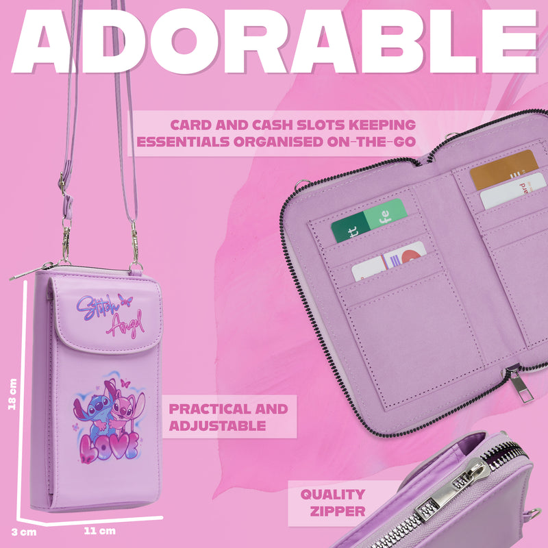 Disney Stitch Crossbody Bag for Girls Phone Bag with Card Slots Adjustable Strap - Pink - Get Trend