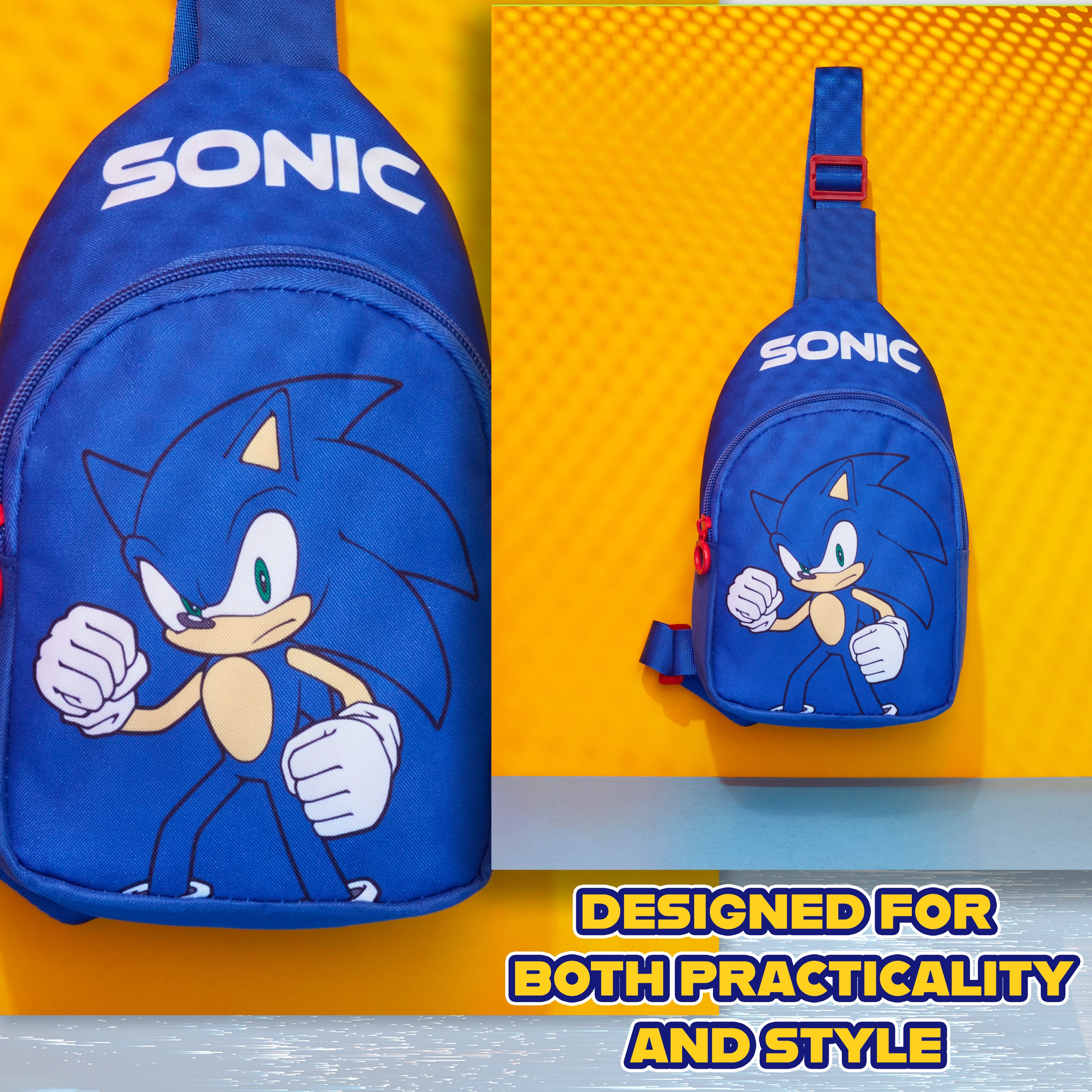 SONIC THE HEDGEHOG Boys Crossbody Bag with Zipped Compartment & Adjustable Strap - Get Trend