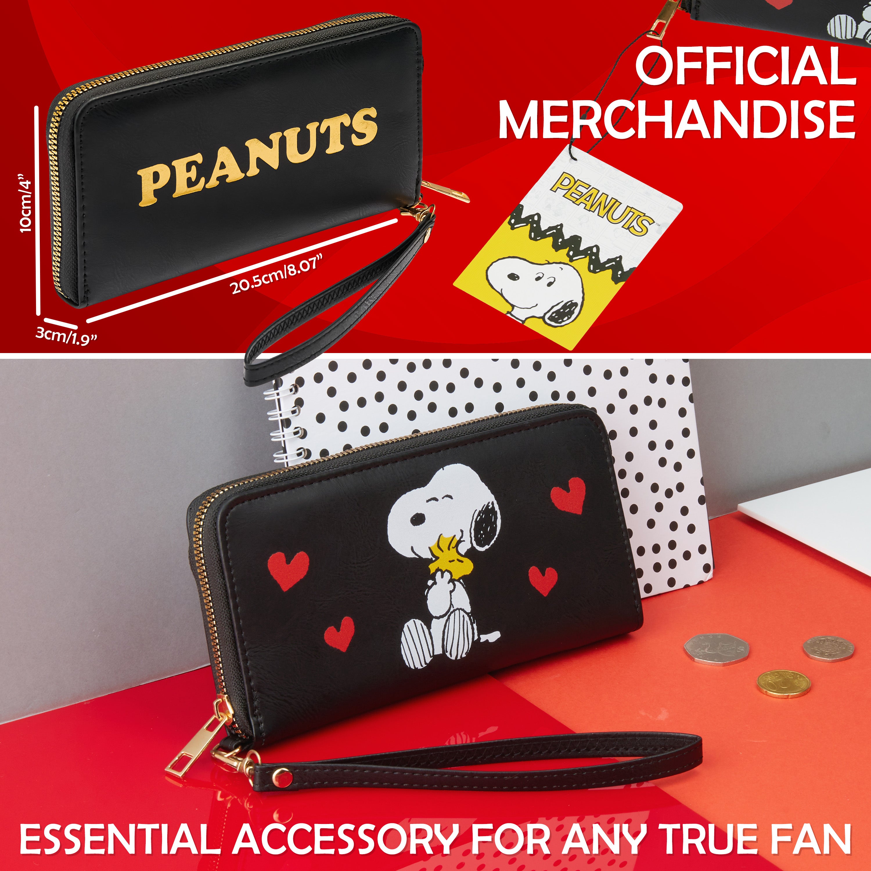 Peanuts Snoopy Women's Zip Around Purse, Card Slots Coin Pocket - Gifts for Her - Get Trend