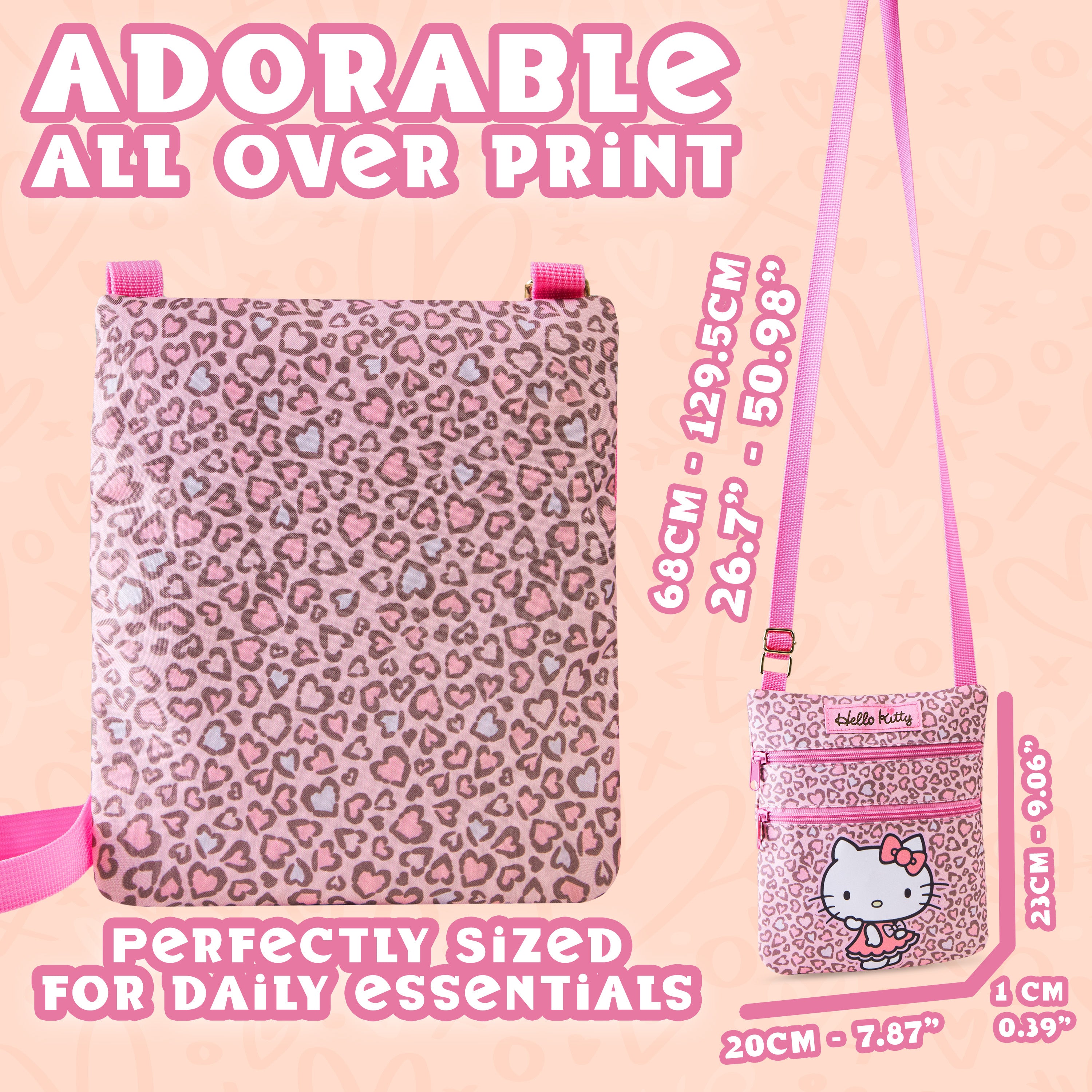 Hello Kitty Crossbody Bag for Girls - Adjustable Strap 2 Pockets - Gifts for Girls - Get Trend