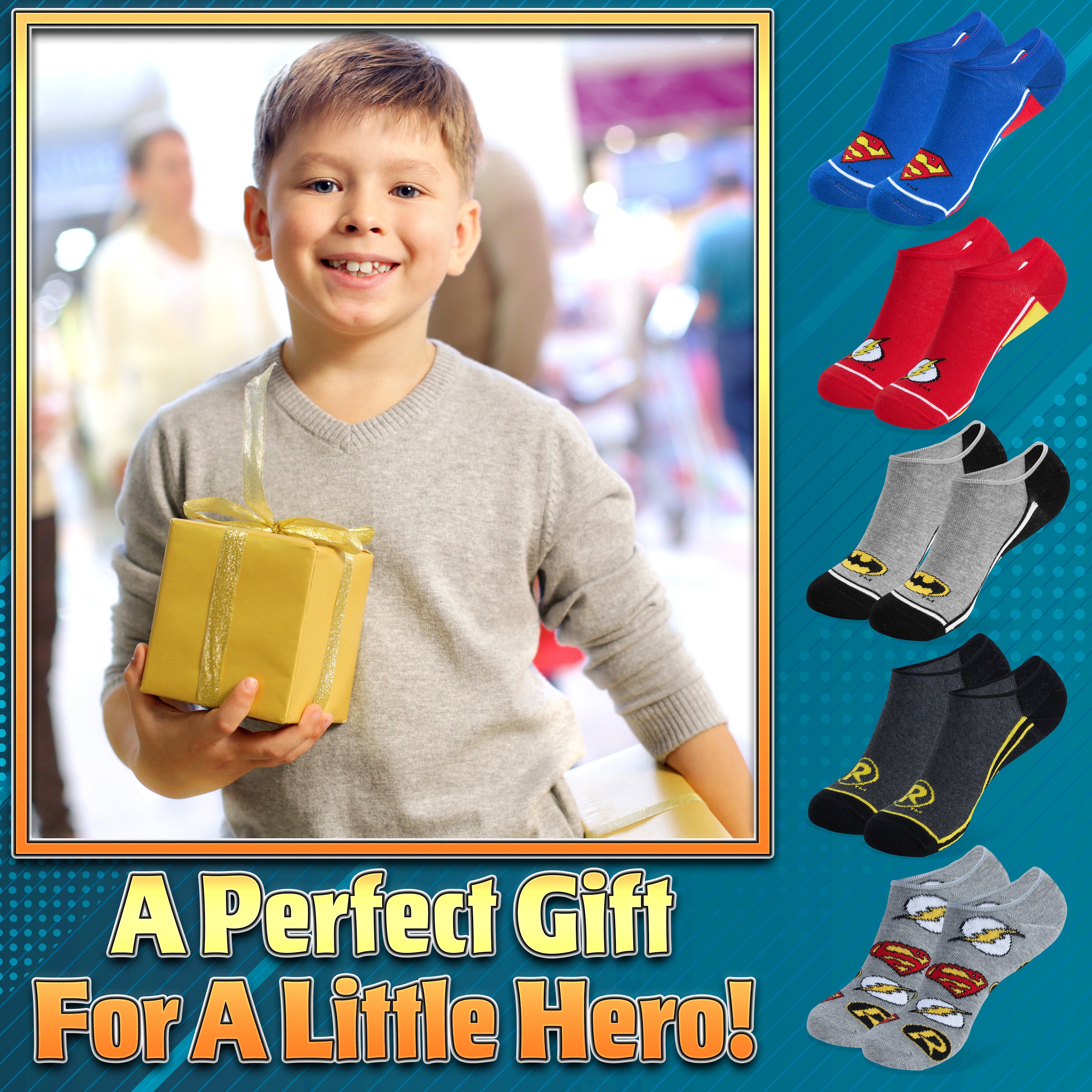 DC Comics Boys Liner Socks, Invisible No Show Stretchy Socks - Boys Gifts - Get Trend