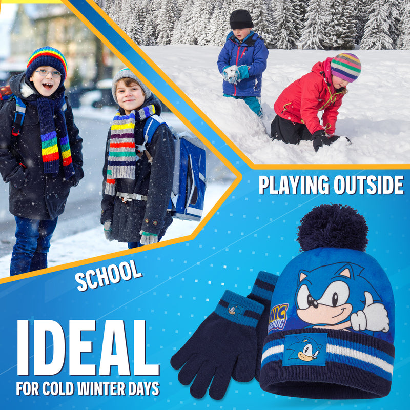 Sonic The Hedgehog Beanie Hat and Gloves Set for Boys - Get Trend