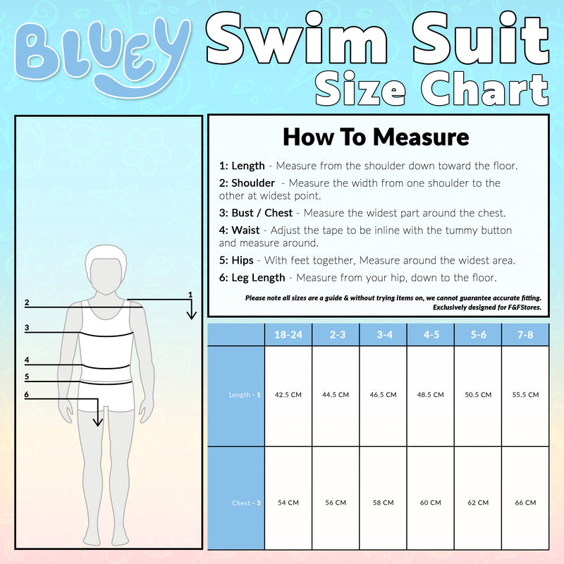 Bluey Girls Swimming Costume Full Body Swimsuit - Get Trend