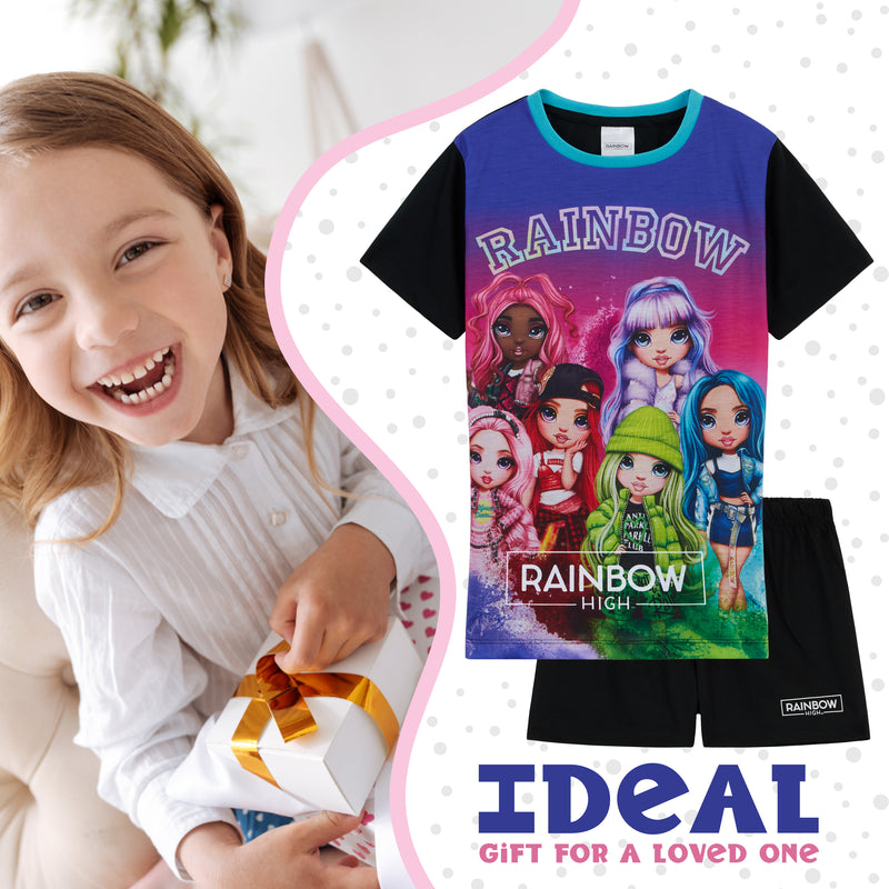 Rainbow High PJs for Girls Summer T-Shirt and Short Girls Pyjamas - Get Trend