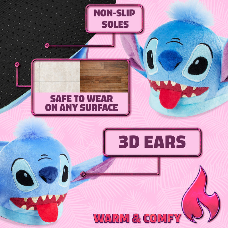 Disney Slippers for Kids - 3D Fluffy Stitch Slippers - Get Trend