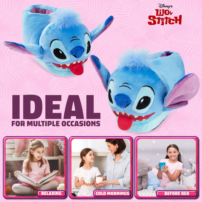 Disney Slippers for Kids - 3D Fluffy Stitch Slippers - Get Trend