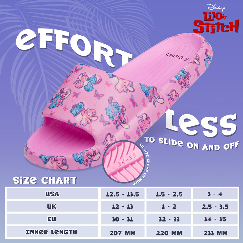 Disney Stitch Girls Sliders, Beach or Pool Shoes for Kids - Pink Fuchsia - Get Trend
