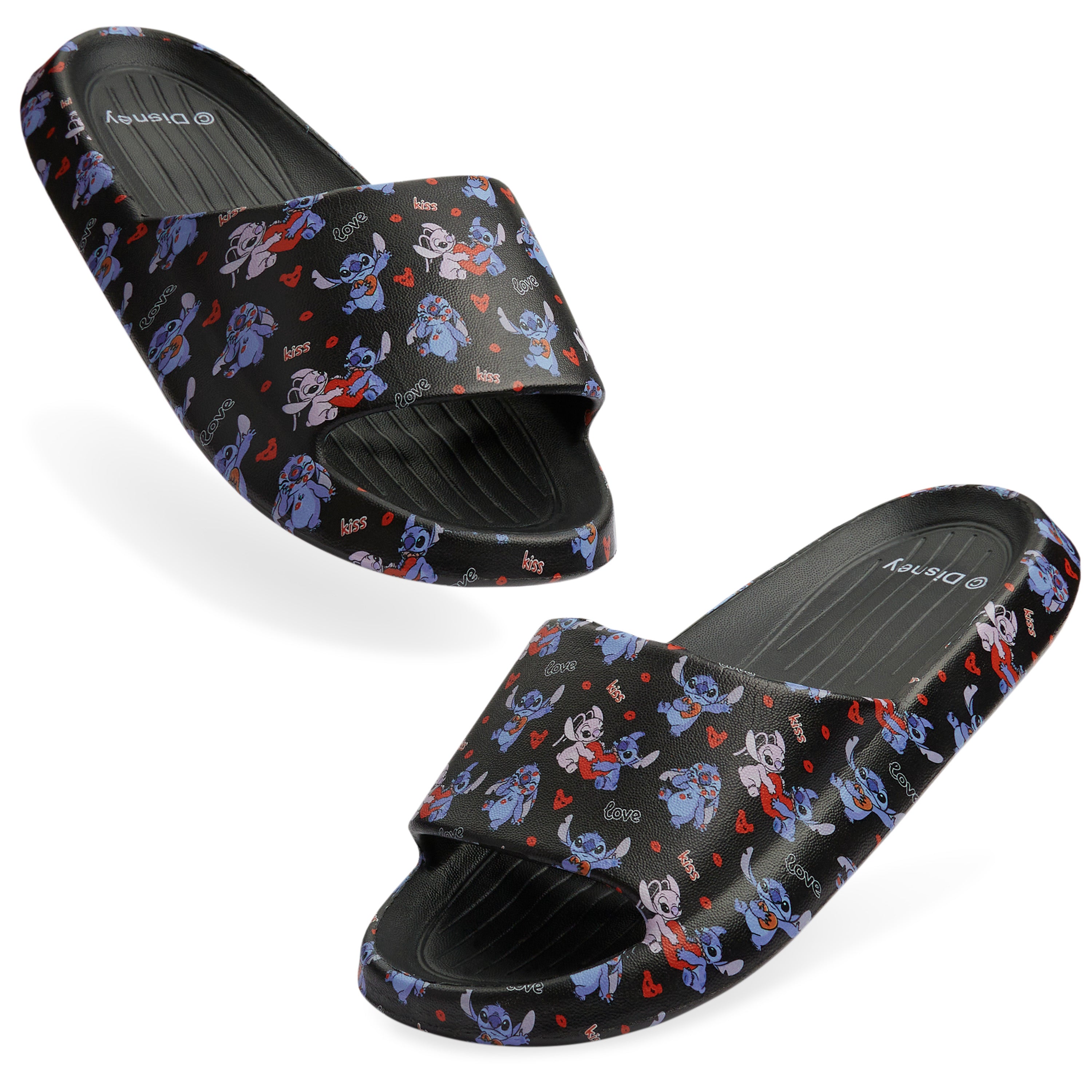 Disney Stitch Girls Sliders, Beach or Pool Shoes for Kids Black