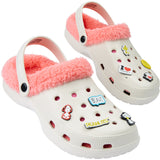 Peanuts Snoopy Clogs Womens Teens Winter Fleece Lining & Removable Charms - Warm Slip On Garden Shoes with Strap - Get Trend
