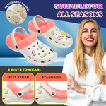 Peanuts Snoopy Clogs Womens Teens Winter Fleece Lining & Removable Charms - Warm Slip On Garden Shoes with Strap - Get Trend