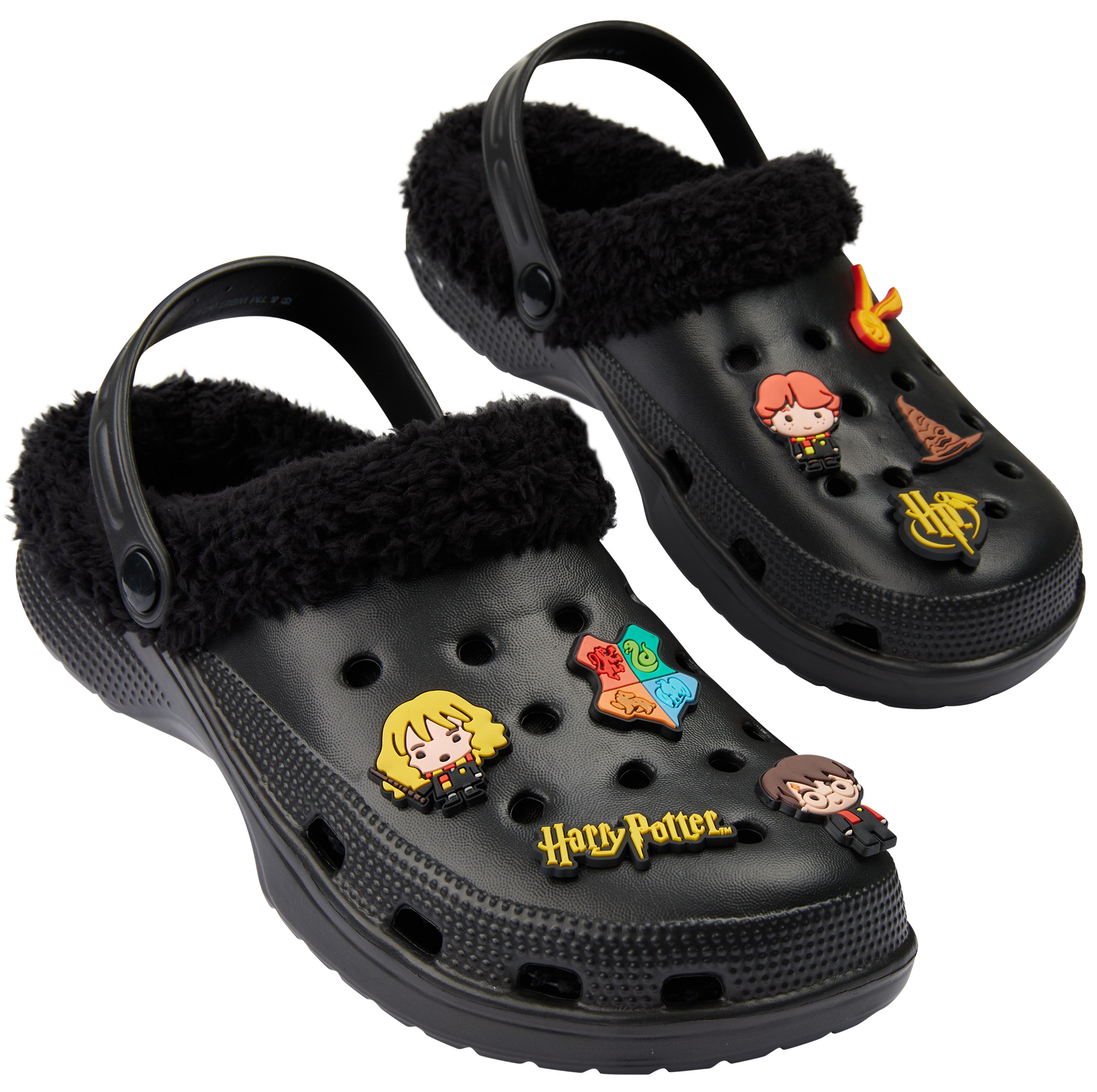 Harry Potter Clogs Womens Teens Winter Fleece Lining & Removable Charms - Warm Slip On Garden Shoes with Strap - Get Trend