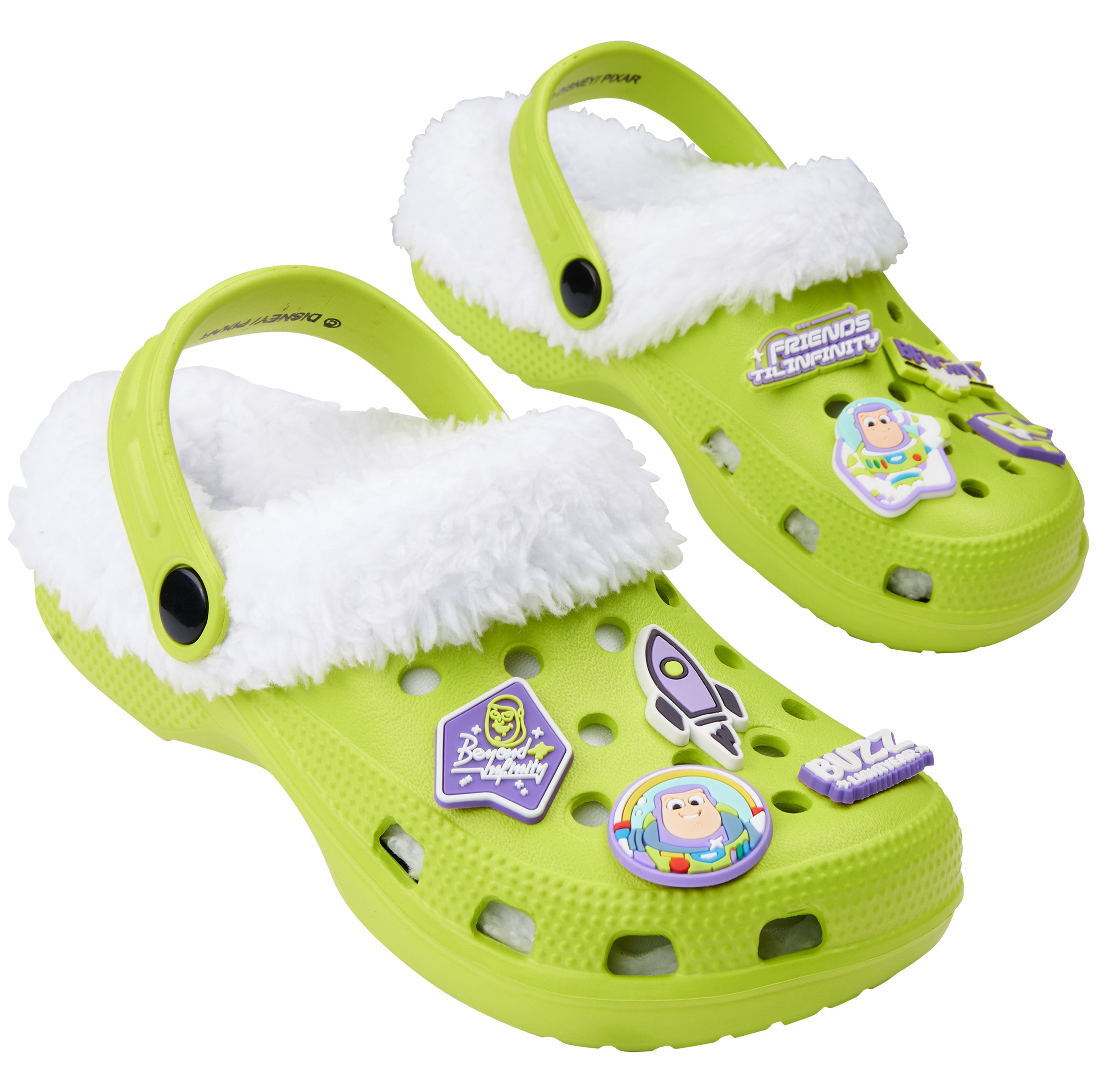 Disney Toy Story Buzz Lightyear Boys Winter Clogs Fleece Lining & Removable Charms, Kids Garden Shoes Slip On with Strap - Get Trend