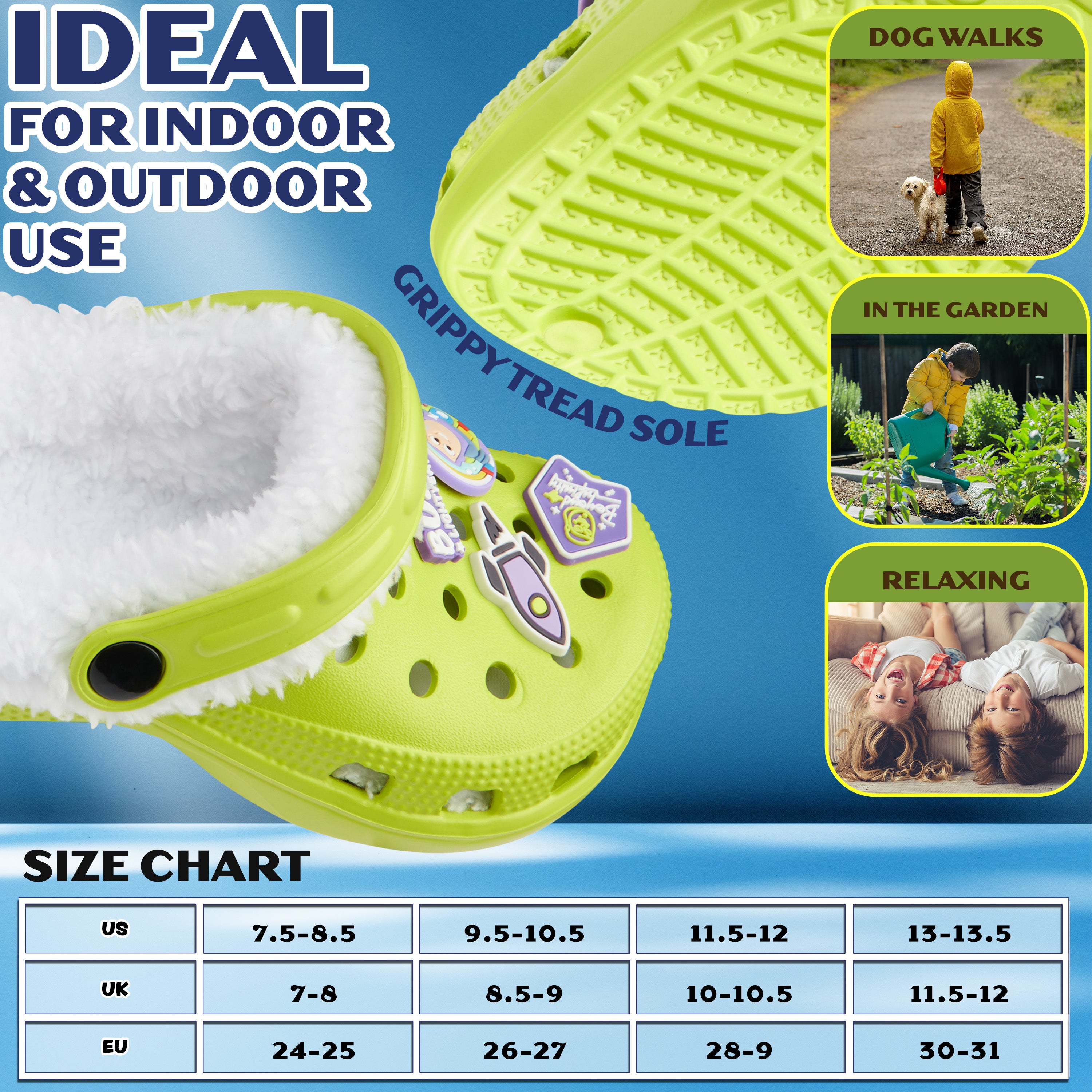 Disney Toy Story Buzz Lightyear Boys Winter Clogs Fleece Lining & Removable Charms, Kids Garden Shoes Slip On with Strap - Get Trend