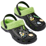 Rick and Morty Clogs Mens Winter Fleece Lining & Removable Charms - Warm Slip On Garden Shoes with Strap - Get Trend