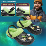 Rick and Morty Clogs Mens Winter Fleece Lining & Removable Charms - Warm Slip On Garden Shoes with Strap - Get Trend