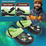 Rick and Morty Clogs Mens Winter Fleece Lining & Removable Charms - Warm Slip On Garden Shoes with Strap - Get Trend