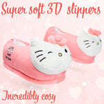 Hello Kitty Womens 3D Slippers, Cosy Indoor House Shoes Non Slip Loungewear - Gifts for Her - Get Trend