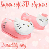 Hello Kitty Womens 3D Slippers, Cosy Indoor House Shoes Non Slip Loungewear - Gifts for Her - Get Trend