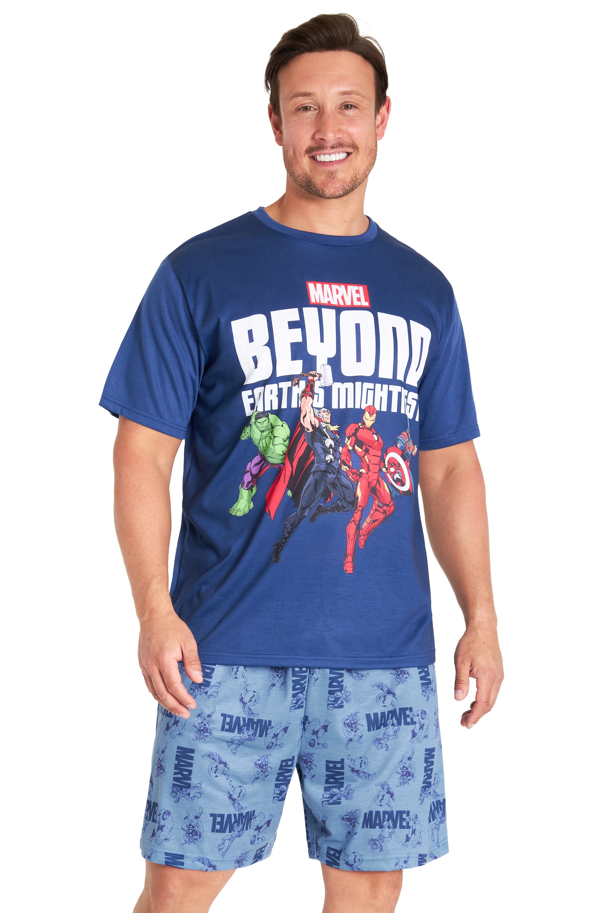 Marvel Avengers Mens Pyjamas Set - Short Sleeve PJs for Men and Teenagers - Get Trend