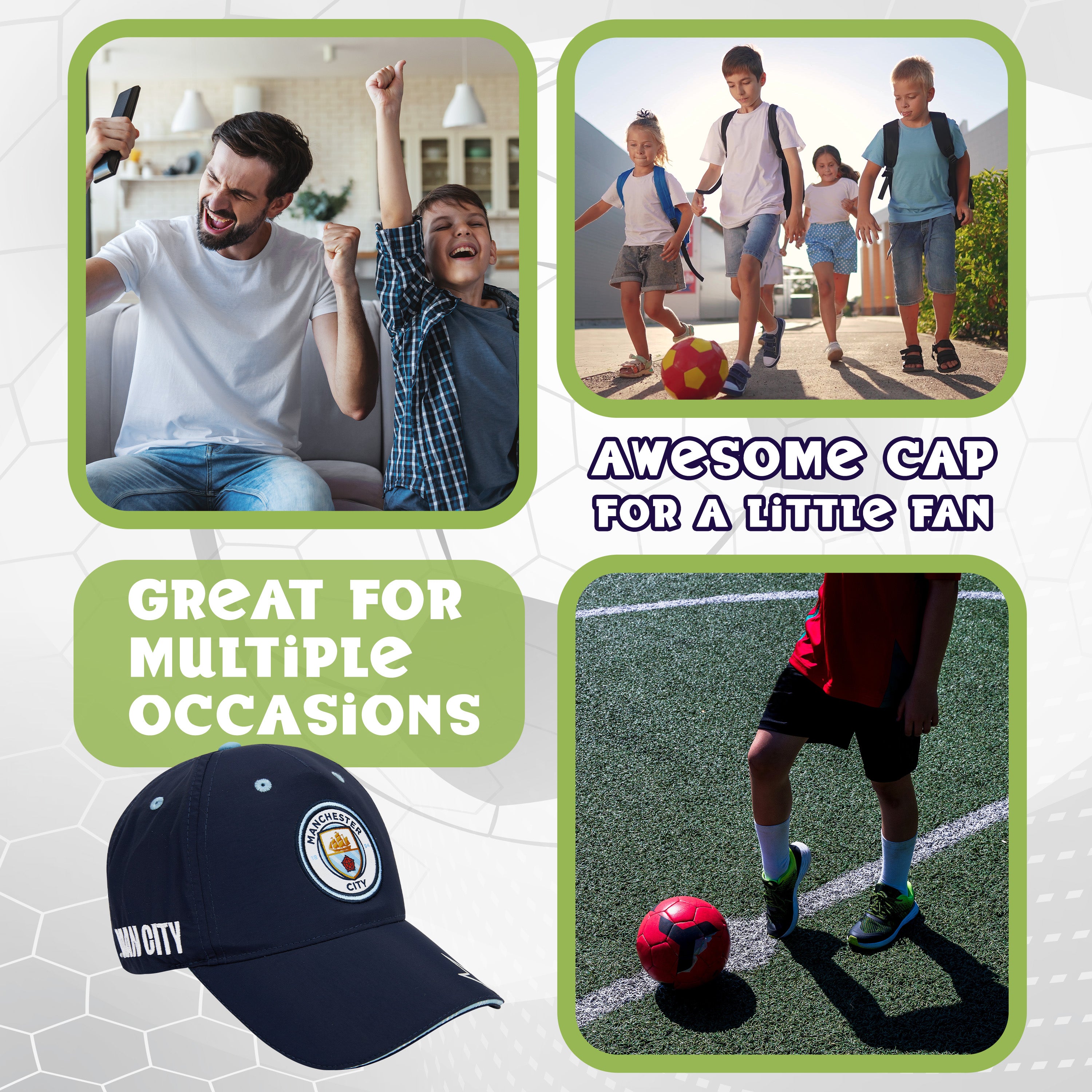 Manchester City F.C. Boys Baseball Cap Adjustable Strap Sun Hat Kids Teenagers Navy - Get Trend