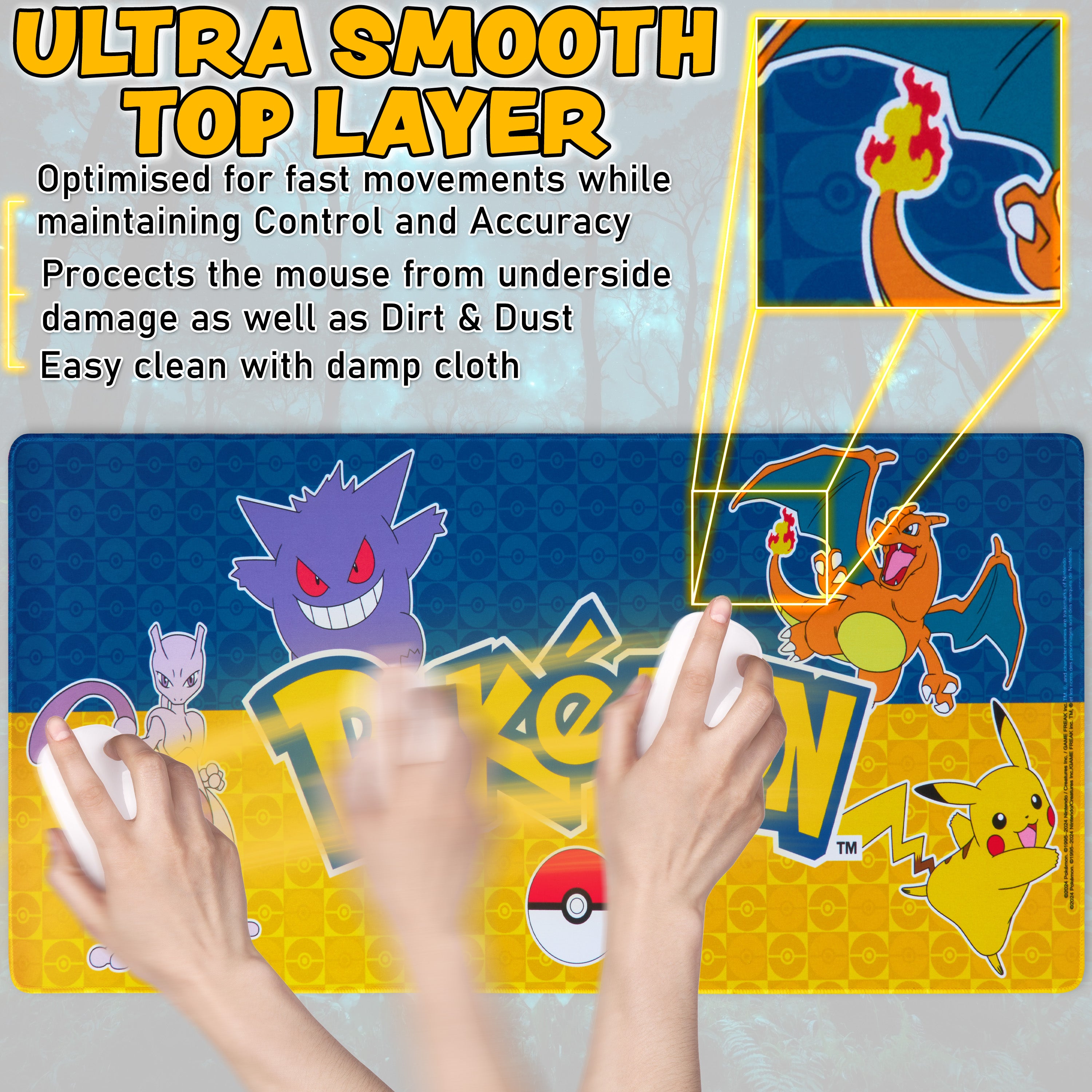 Pokemon Mouse Mat Large Desk Mat PC Keyboard Laptop Mouse Pad 80 x 35cm - Get Trend
