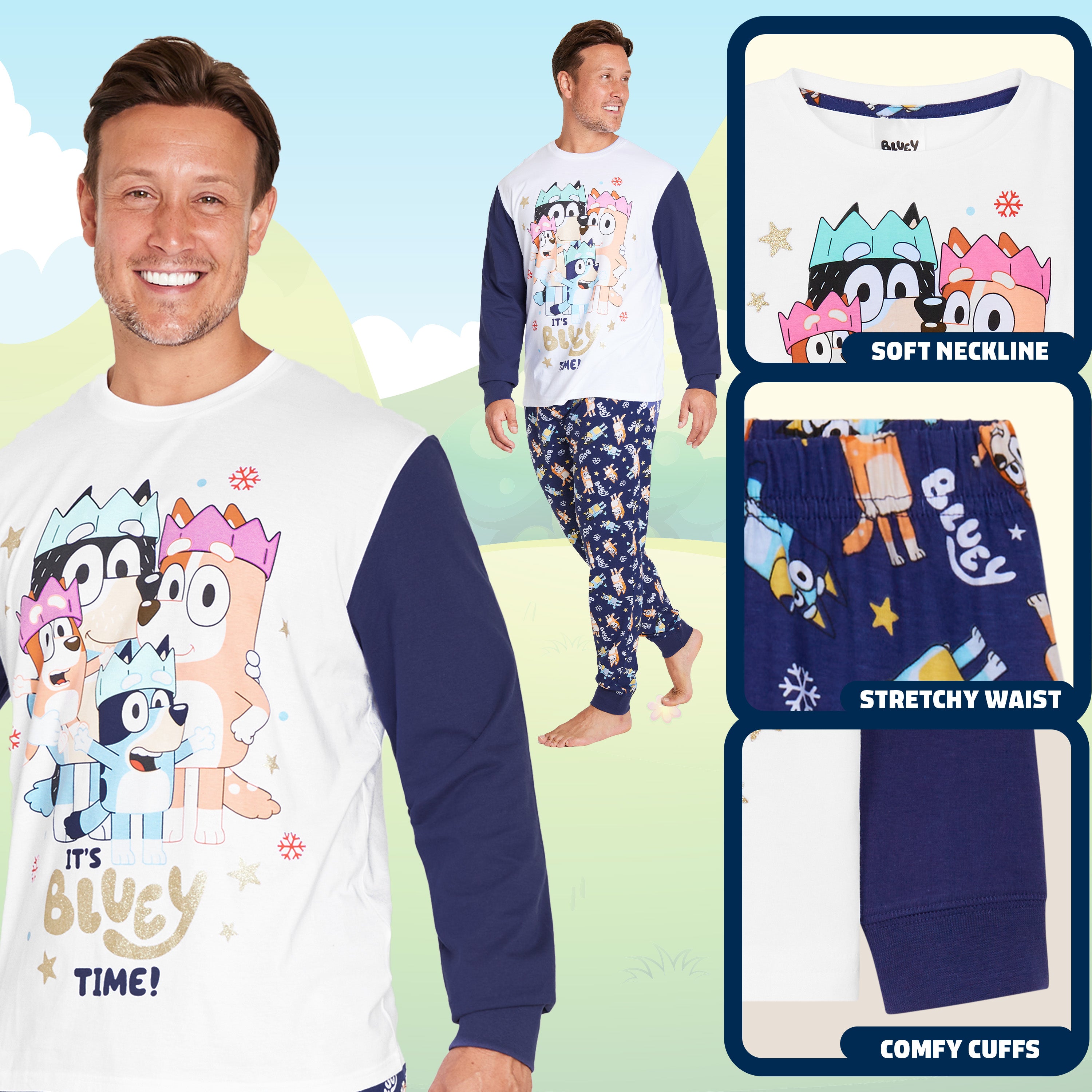 Bluey Christmas Matching Family Pyjamas - Xmas Matching Js for Men - Get Trend