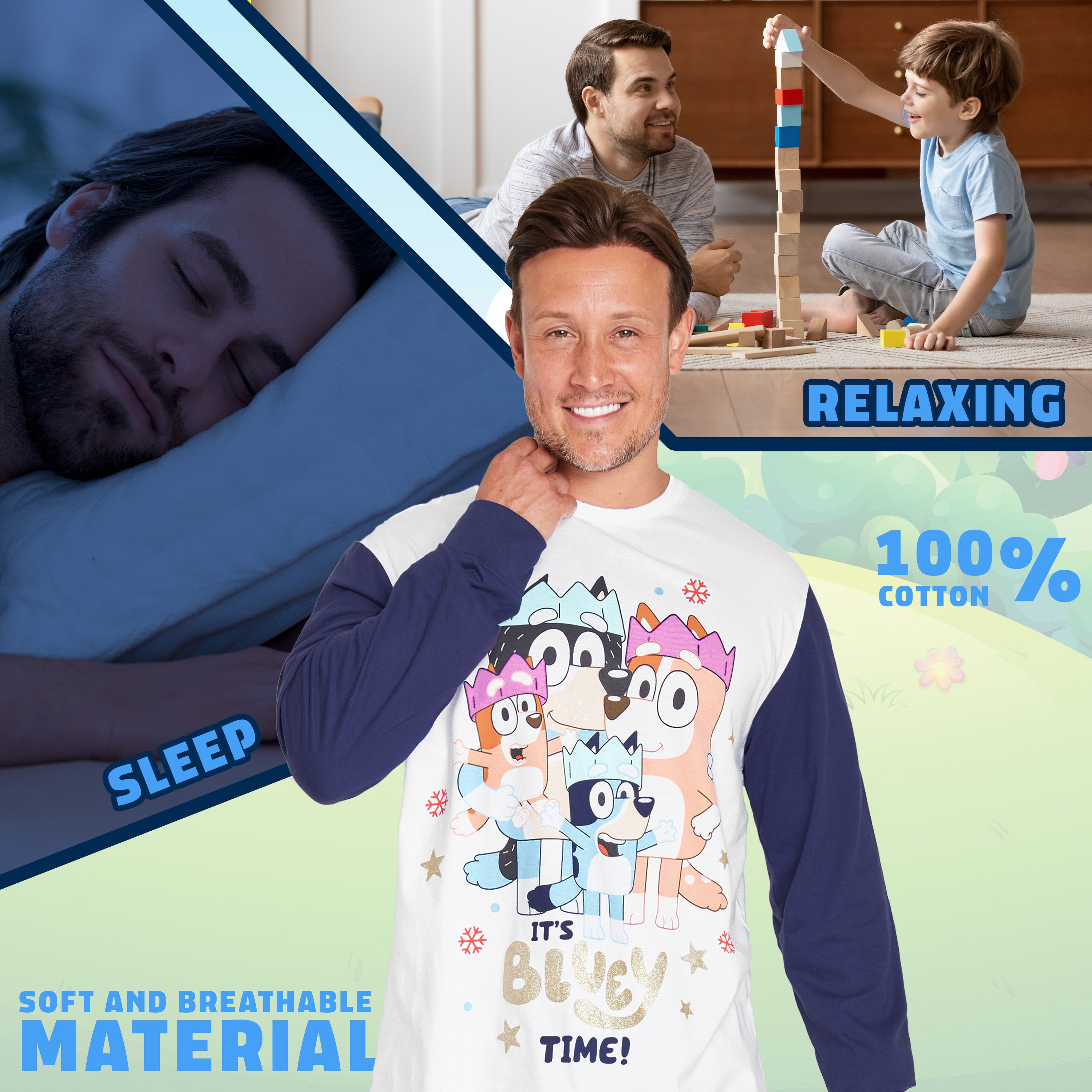Bluey Christmas Matching Family Pyjamas - Xmas Matching Js for Men - Get Trend