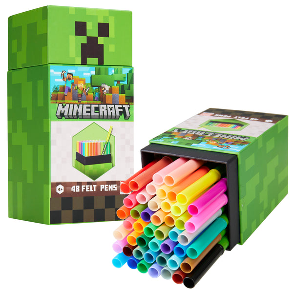 Minecraft Colouring Pens for Kids - 48 Pieces - Get Trend
