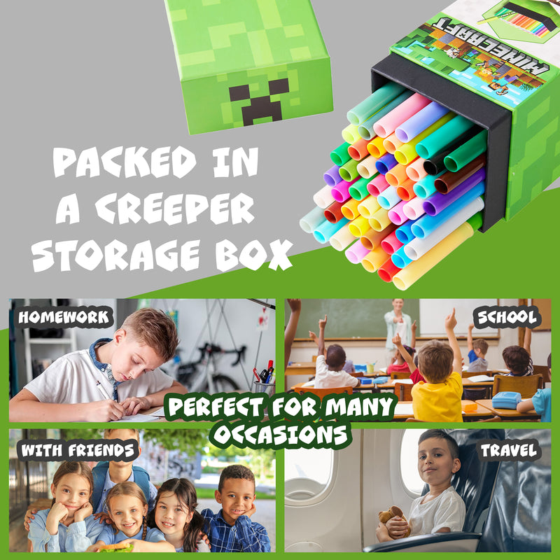Minecraft Colouring Pens for Kids - 48 Pieces - Get Trend