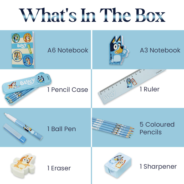Bluey Stationery Set for Kids Notebook & Colouring Pencils Set - Get Trend