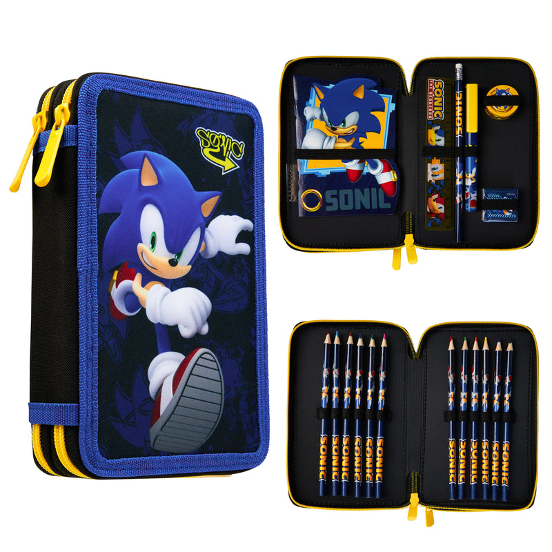 Sonic The Hedgehog Pencil Case with Stationery Included - Get Trend