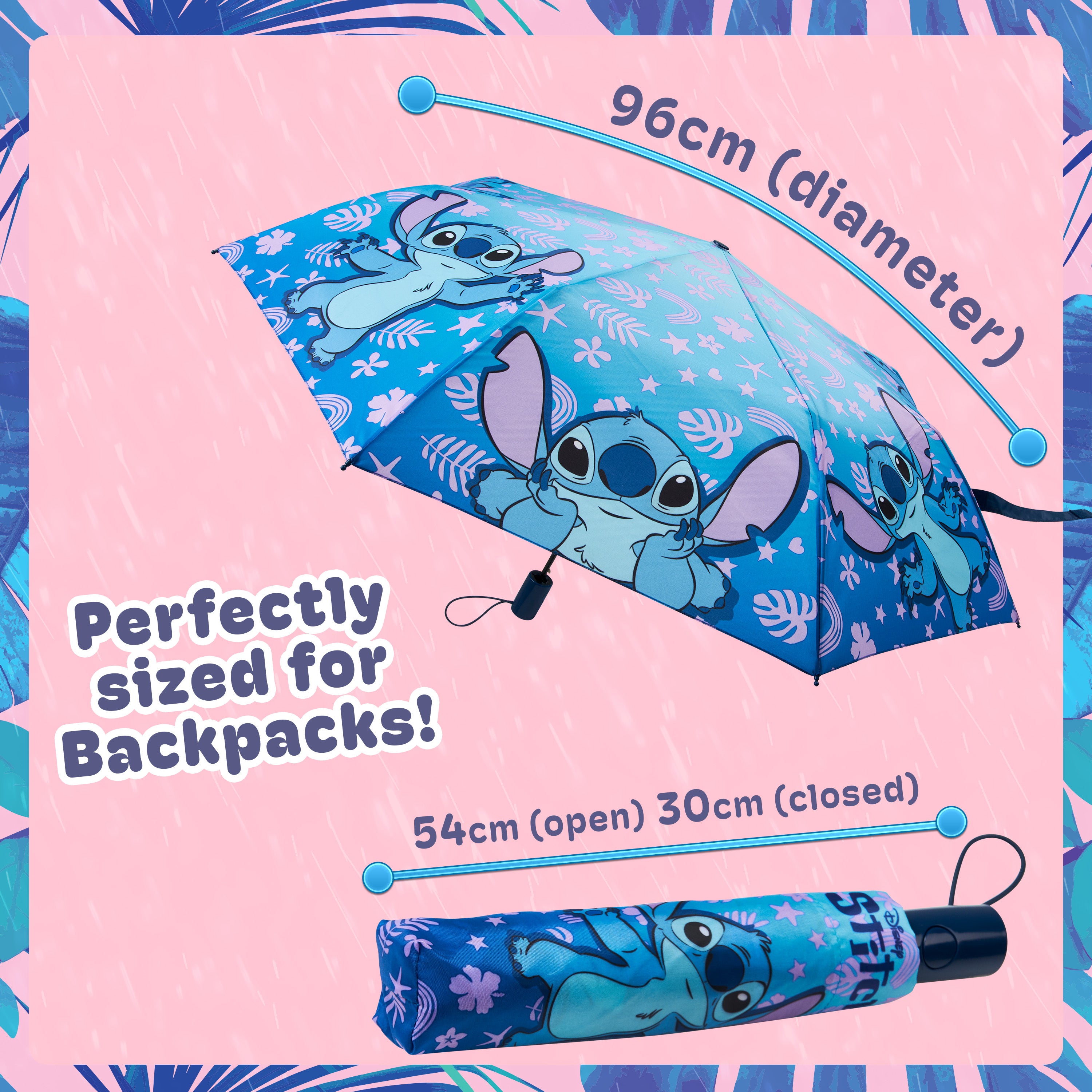 Disney Stitch Umbrella for Adults Teens Kids - Folding Telescopic Umbrella Lightweight - Get Trend