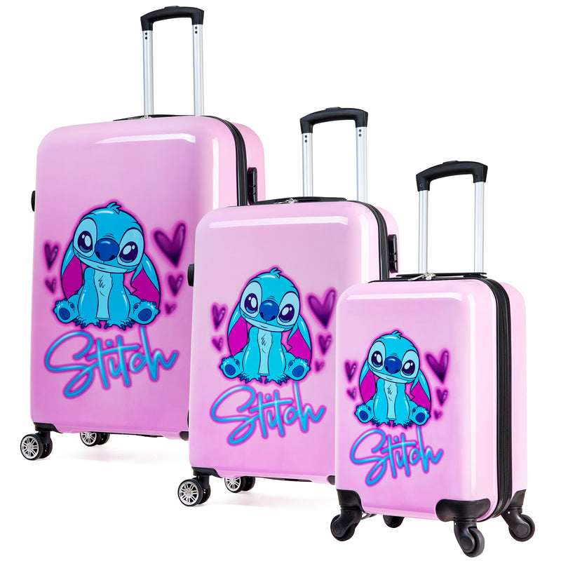 Disney Suitcase 3 Pc Set Hard Shell Luggage Set 28L, 50L and 91L, 4 Wheels Combi Lock