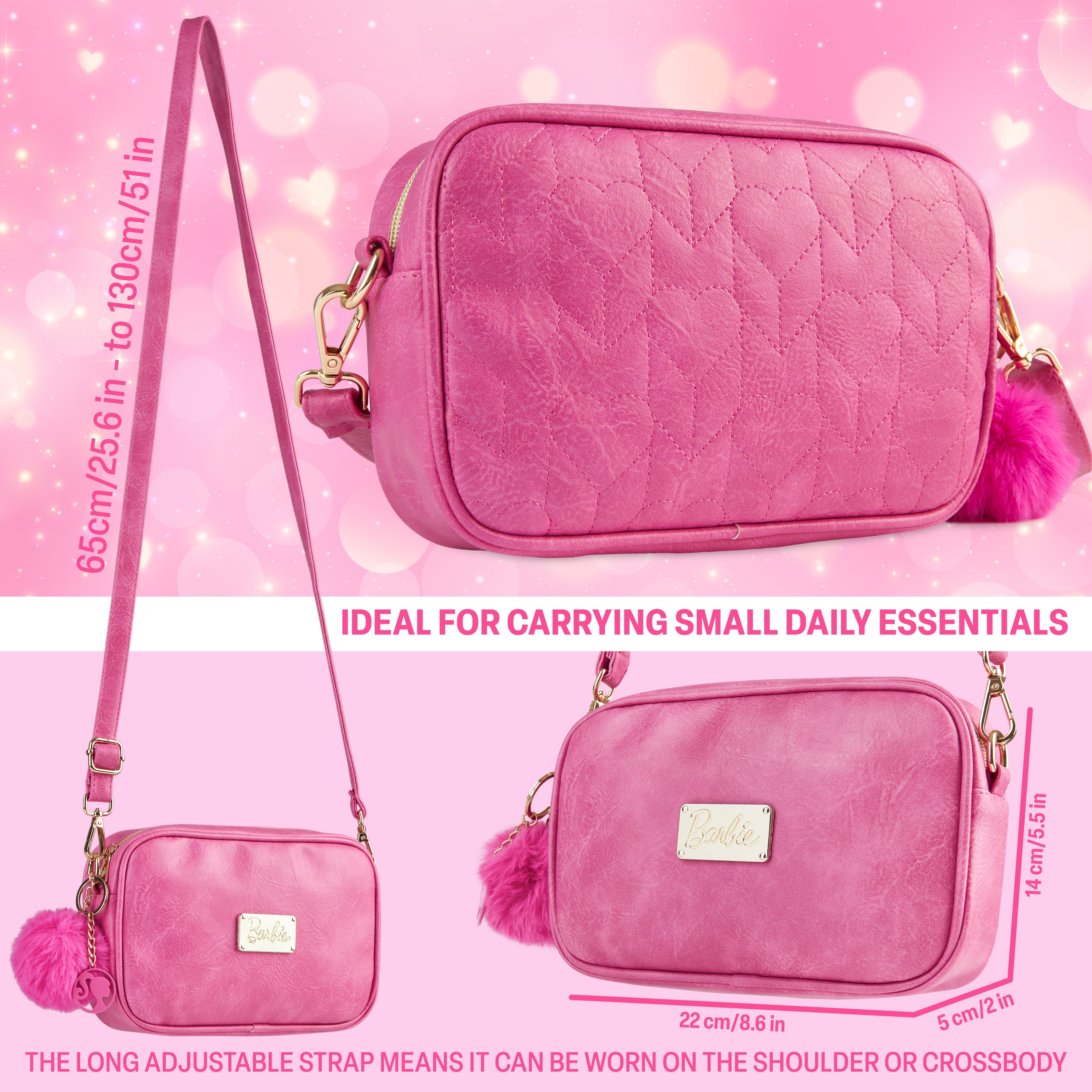 Barbie Girls Handbag, Cute Shoulder Bag with Adjustable Strap - Gifts for Girls - Get Trend