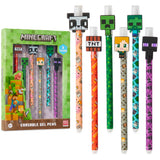 Minecraft Erasable Gel Pens Set, Coloured Pens with Erasers Pack of 6, School Supplies