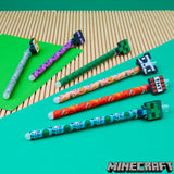 Minecraft Erasable Gel Pens Set, Coloured Pens with Erasers Pack of 6, School Supplies