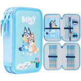 Bluey Filled Pencil Case for Kids with 2 Compartments, Stationery Included - Primary School Supplies - Get Trend