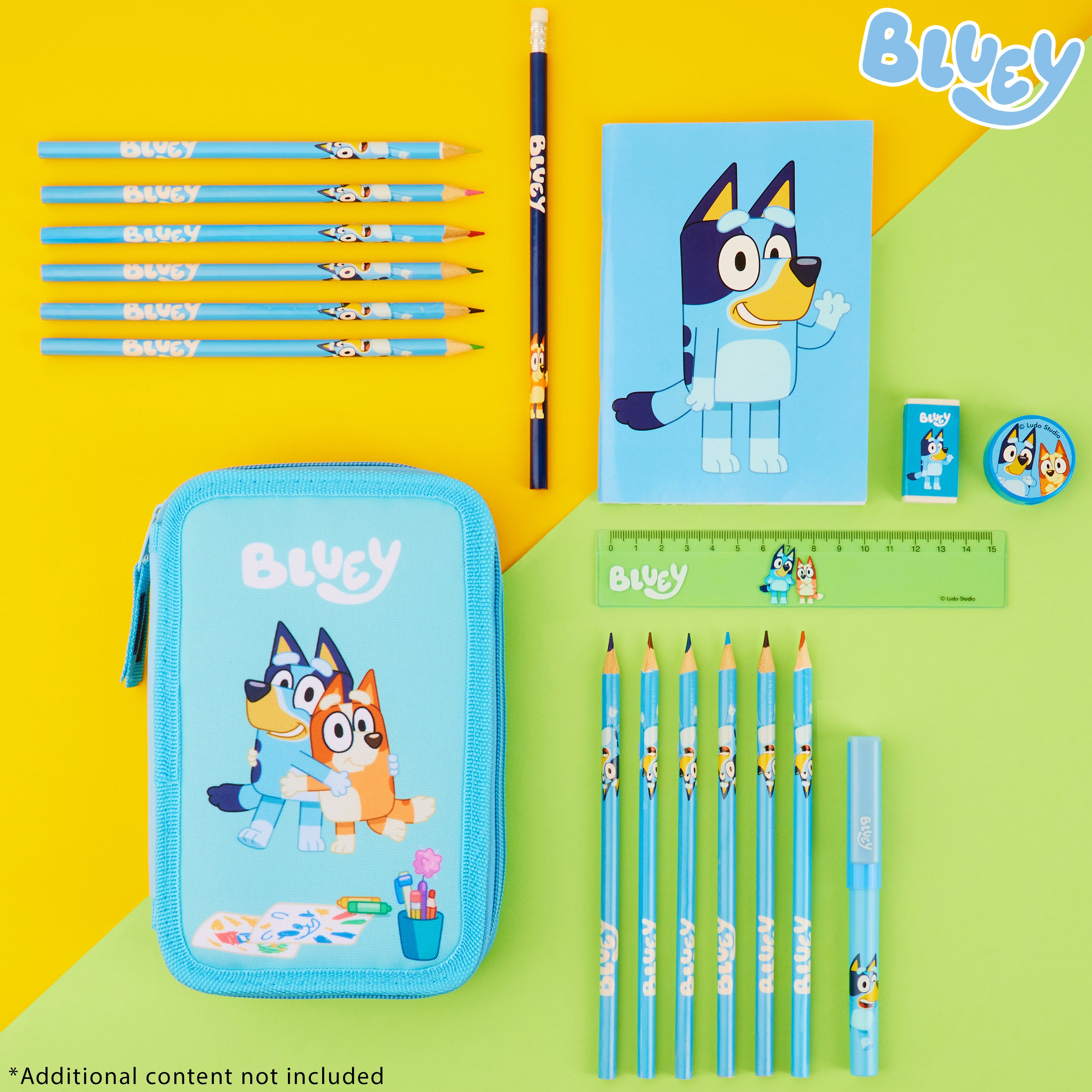 Bluey Filled Pencil Case for Kids with 2 Compartments, Stationery Included - Primary School Supplies - Get Trend