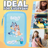 Bluey Filled Pencil Case for Kids with 2 Compartments, Stationery Included - Primary School Supplies - Get Trend