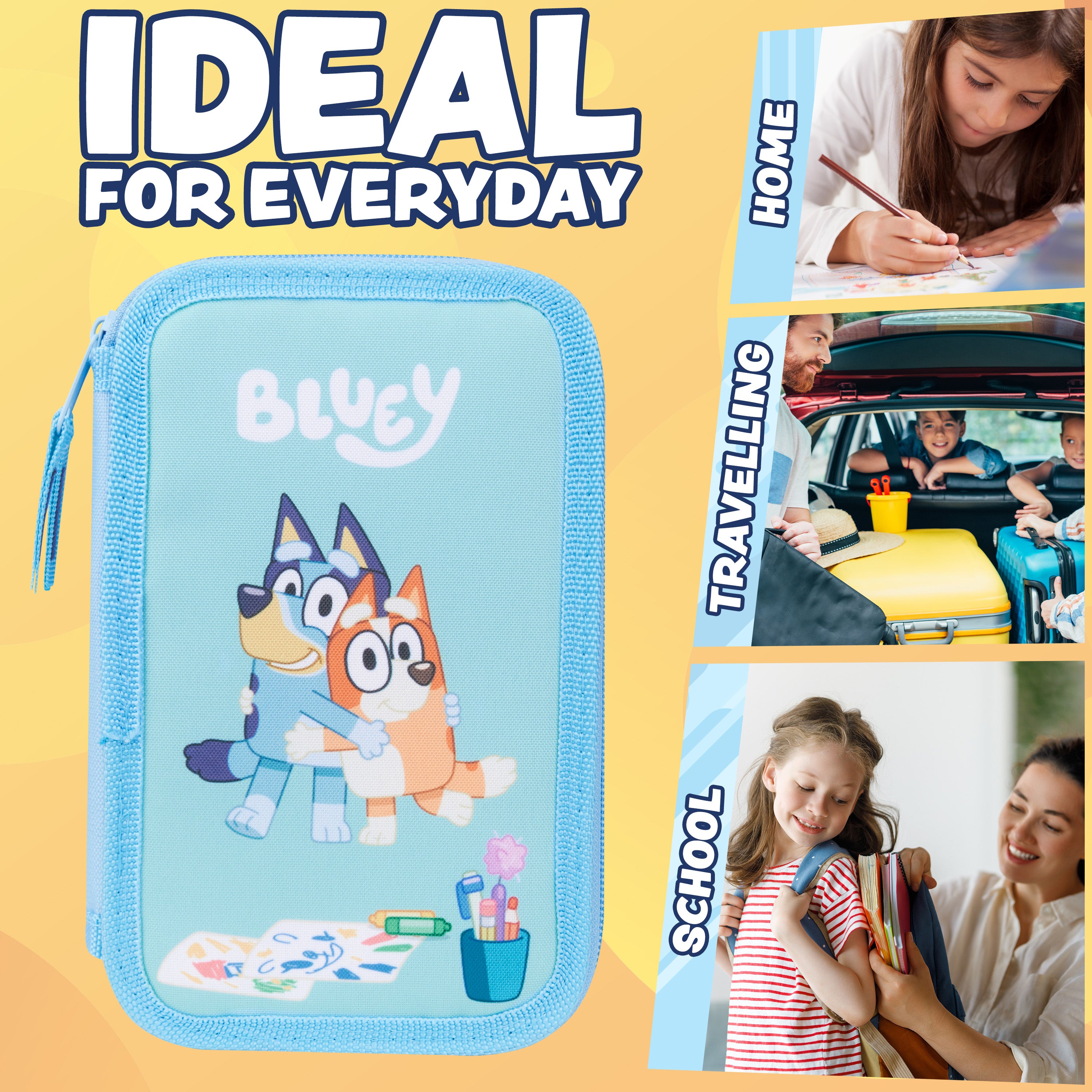 Bluey Filled Pencil Case for Kids with 2 Compartments, Stationery Included - Primary School Supplies - Get Trend