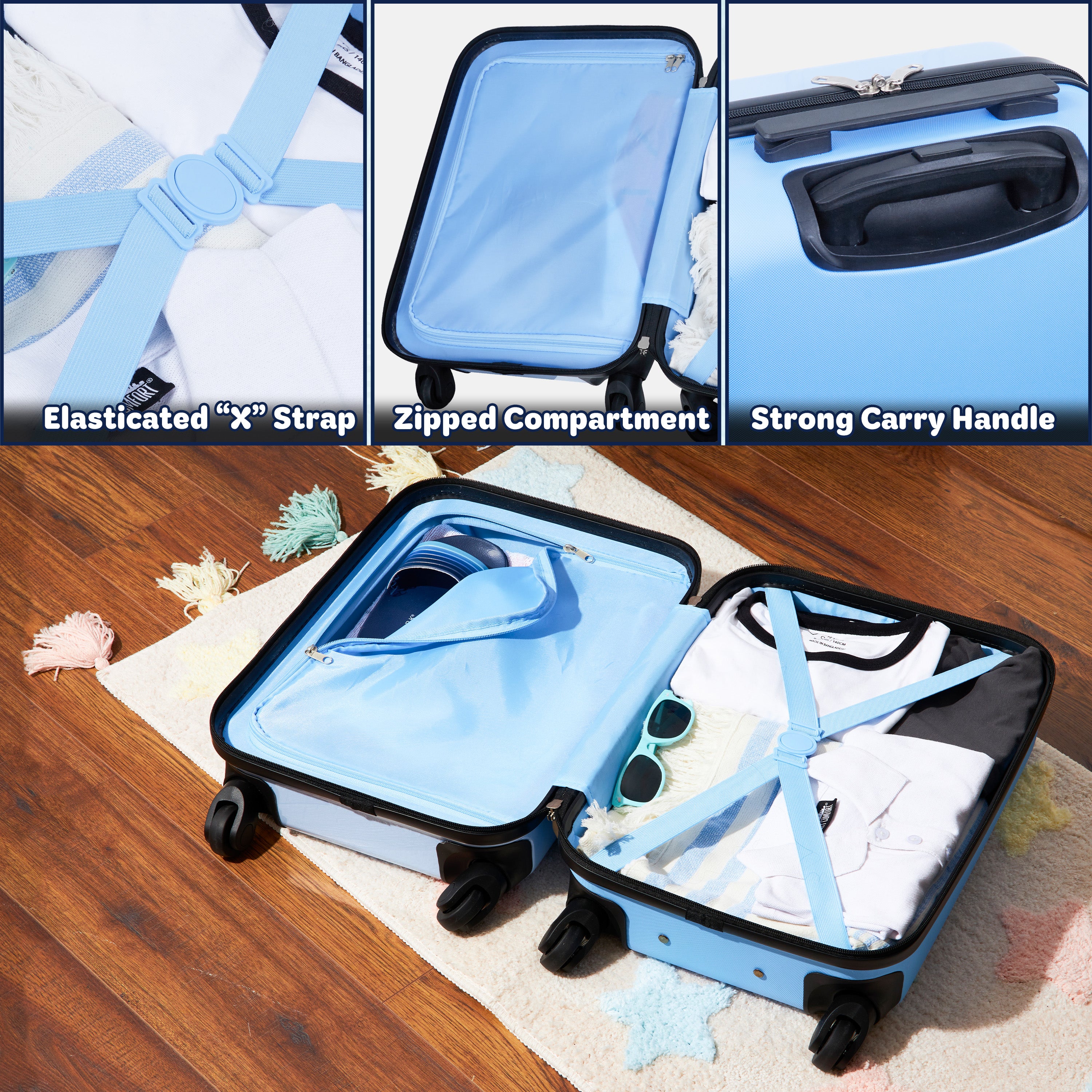 Bluey Kids Suitcase, 49 x 33 x 22cm, 30 litres Capacity, 4 Wheels Luggage for Kids - Get Trend
