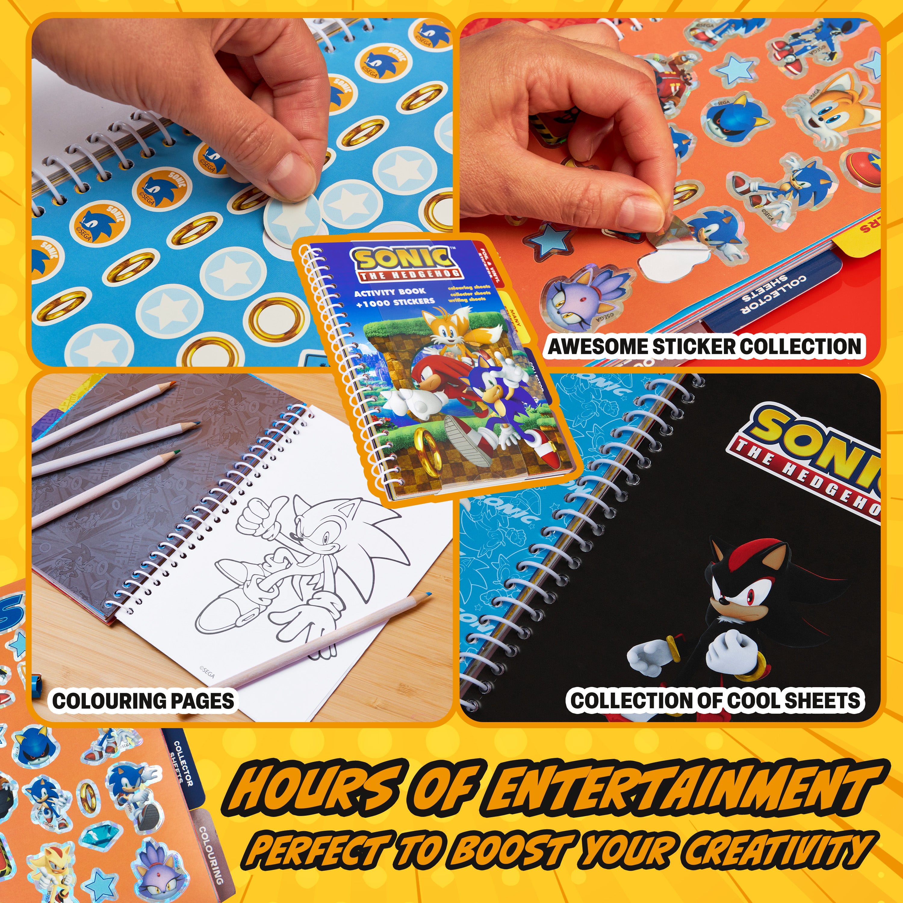 SONIC THE HEDGEHOG Scrapbooking Stickers & Activity Book Over 1000 Stickers - Get Trend
